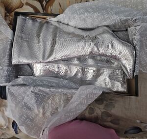 INC International Concepts Metallic Silver Snakeskin Boots